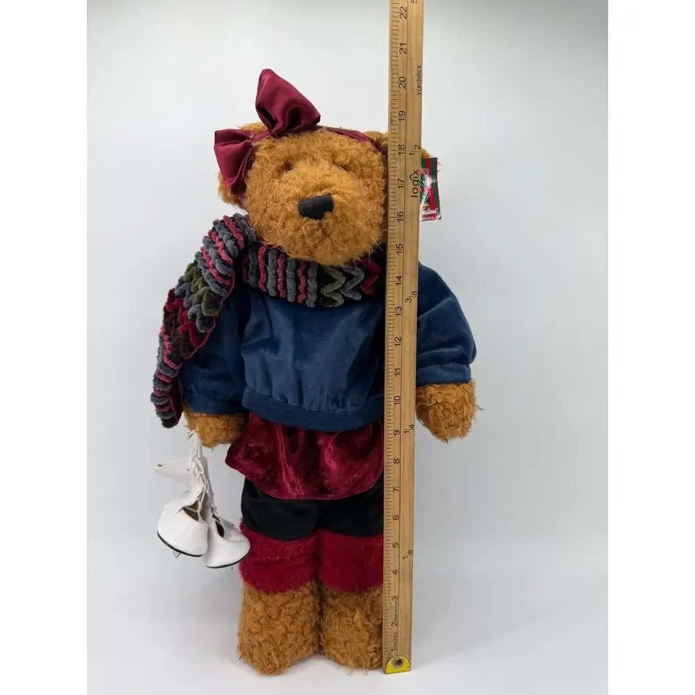 Vintage Homespun Creations Teddy Bear Plush Christmas Decor Doll Scarf